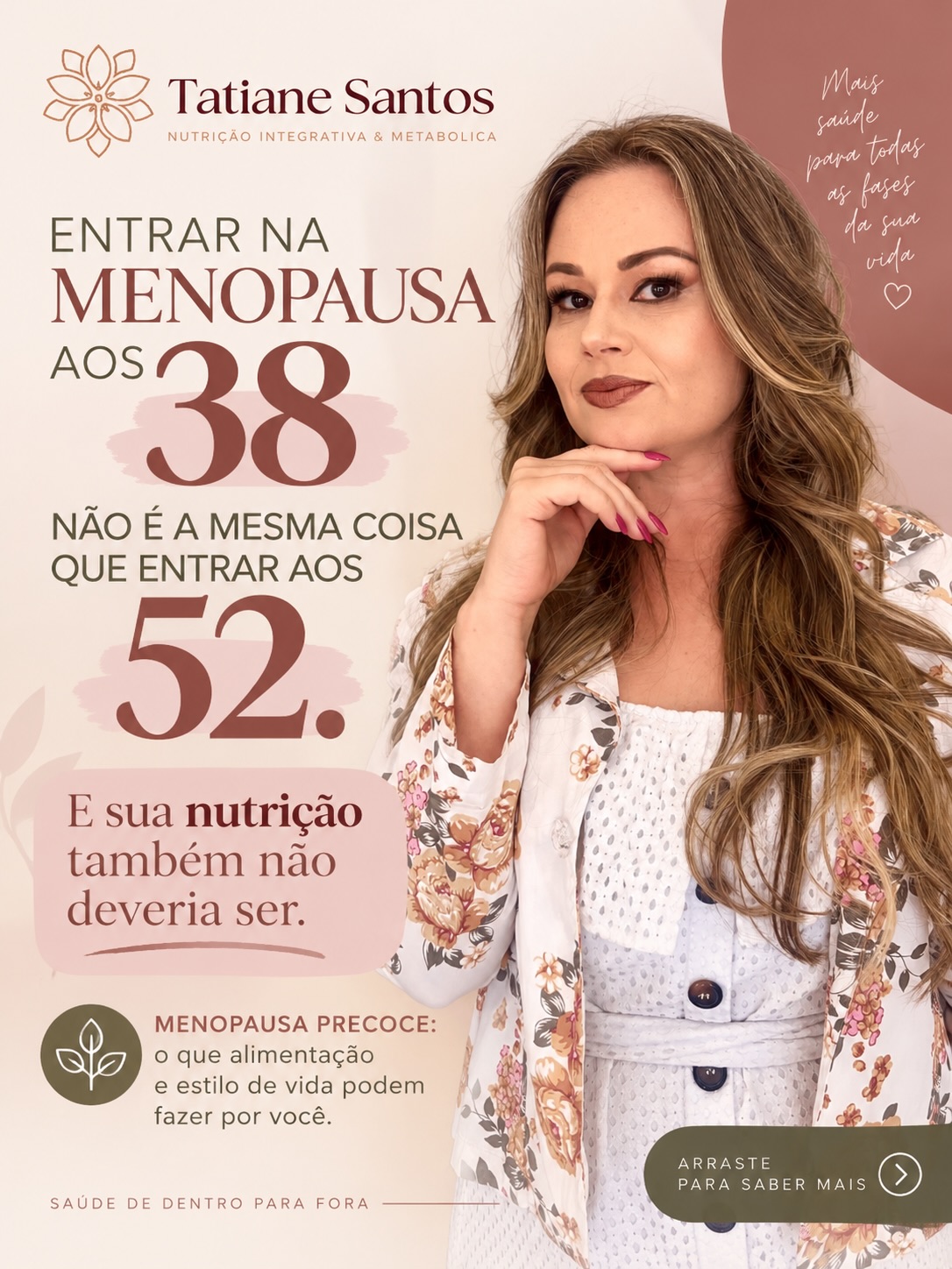 Post do Instagram: menopausa aos 38 não é a mesma coisa que aos 52